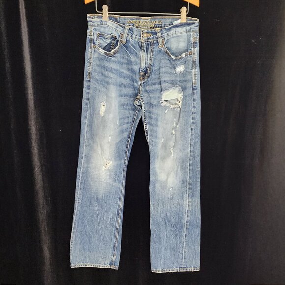 American Eagle Outfitters Distressed Original Bootcut Mens Jeans 30/32 Fit 33/32 - Picture 1 of 16
